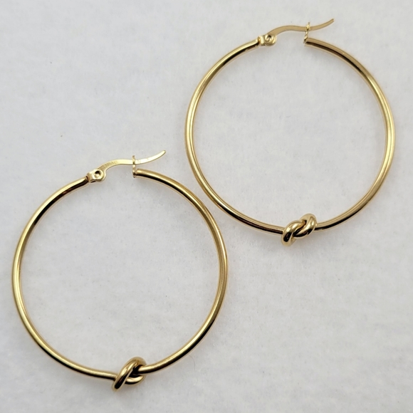 Yellow Gold Knot Hoops - Picture 4 of 7